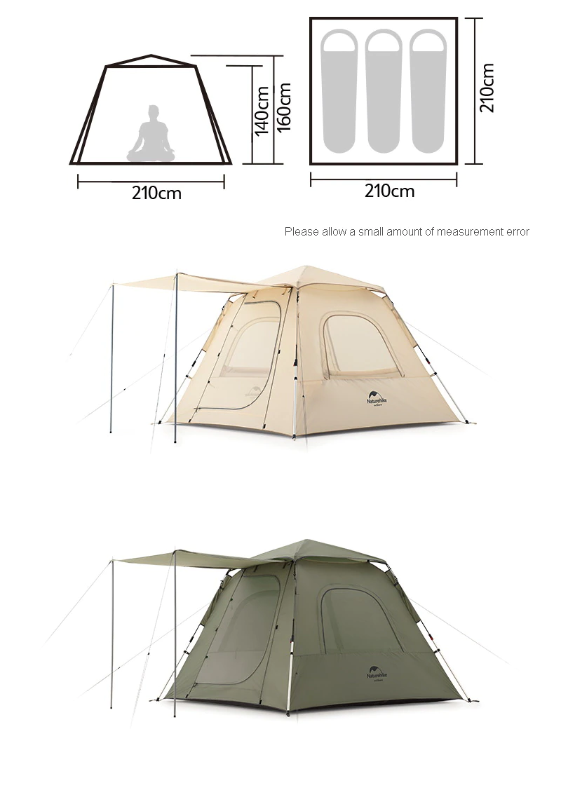 Cheap Goat Tents  Outdoor Ango Automatic Tent 3 4 People Quick Open With Large Hall 2 Doors Camping Tents Five Sided Ventilation UPF50+   